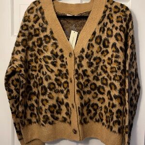 NWT relaxed fit leopard cardigan sweater